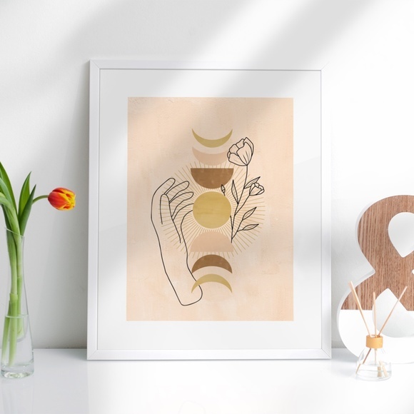 Wall Art Bohemian Celestial Hands Print Poster Illustration Unframed - Picture 2 of 6